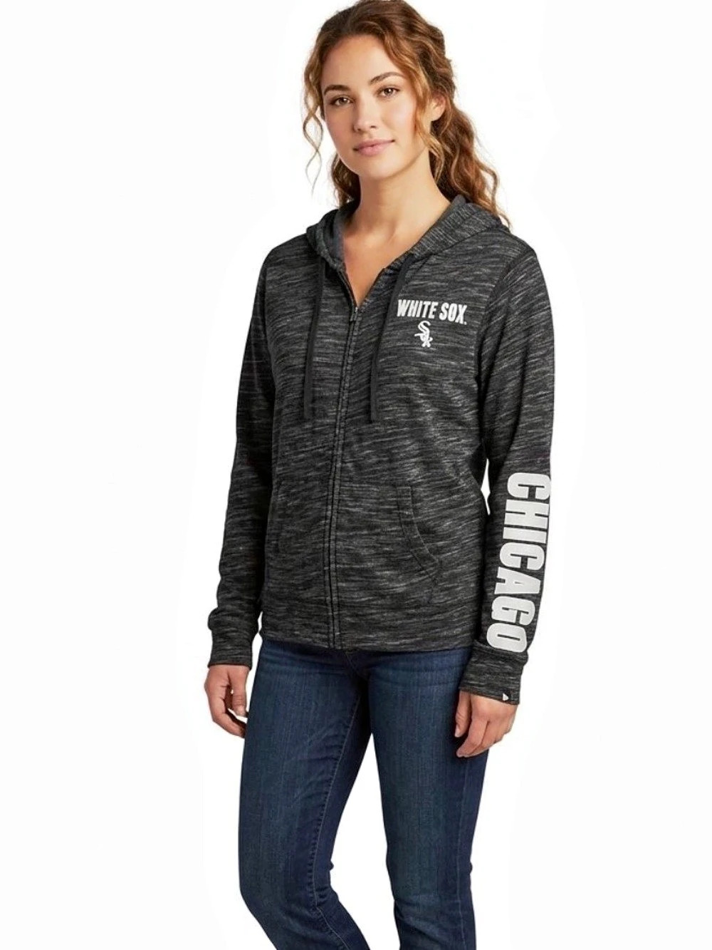 New Era Chicago White Sox Walk Off Fleece Full-Zip Hoodie Gray & White, XL